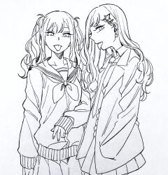 2girls artist_request gyaru long_tongue multiple_girls school_uniform tagme tongue tongue_out