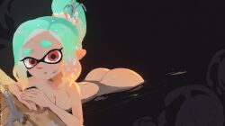 1girl ass breasts completely_nude highres inkling inkling_girl inkling_player_character mechanic_(splatoon_raiders) nintendo nude pointy_ears skinny_dipping solo splatoon_(series) tentacle_hair wrench zhang_tian57284