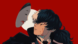 ace_attorney black_coat black_hair blood blood_on_clothes blood_on_face coat formal_clothes japasu mask phantom phoenix_wright:_ace_attorney_-_dual_destinies red_background simon_blackquill