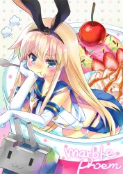 1girl :3 :t animal_ears black_hairband black_neckerchief black_panties blue_sailor_collar blue_skirt blush buttons caramel cherry commentary_request crop_top cup elbow_gloves fake_animal_ears food food_on_face fruit fume gloves hair_between_eyes hair_over_shoulder hairband head_rest highleg highleg_panties holding holding_spoon ice_cream ice_cream_cup in_container in_cup in_food kantai_collection leaning_forward leaning_on_object long_hair looking_at_viewer microskirt miniskirt multicolored_eyes neckerchief oversized_food oversized_object panties panty_straps pleated_skirt polka_dot polka_dot_background pout purple_eyes rabbit_ears raised_eyebrow rensouhou-chan sailor_collar school_uniform serafuku shimakaze_(kancolle) shirt sidelocks skirt sleeveless sleeveless_shirt spoon sprinkles strawberry thighhighs underwear white_gloves white_thighhighs yukine_(wista) |_|