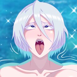 1girl ahegao bleach facing_viewer female_focus female_pervert kuchiki_rukia open_mouth pervert presenting rtenzo sexually_suggestive short_hair solo white_hair