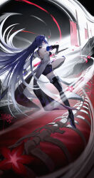 Rule 34 | 1girl, absurdres, acheron (honkai: star rail), animal bones, asymmetrical legwear, black boots, black gloves, black hole, black shorts, boots, breasts, chain, chain around arm, coat, coattails, commentary request, drawing sword, elbow gloves, flower, from side, full body, gloves, high heel boots, high heels, highres, holding, holding sword, holding weapon, honkai: star rail, honkai (series), katana, knee boots, leg tattoo, long hair, long sleeves, looking at viewer, looking to the side, medium breasts, purple eyes, purple hair, red flower, scabbard, sheath, shorts, single bare shoulder, single elbow glove, single knee boot, single sleeve, single thigh boot, solo, spider lily, sword, tattoo, thigh boots, thighs, top tank, uneven legwear, unsheathing, very long hair, weapon, white coat