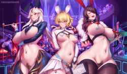 6+boys baizhu_(genshin_impact) beidou_(genshin_impact) blonde_hair blush bottle brown_hair chongyun_(genshin_impact) closed_eyes commentary english_commentary ganyu_(genshin_impact) genshin_impact guoba_(genshin_impact) hat highres hu_tao_(genshin_impact) indoors keqing_(genshin_impact) long_hair lumine_(genshin_impact) meme_attire menu multiple_boys multiple_girls navel ningguang_(genshin_impact) pachpachpach pantyhose pole pole_dancing porkpie_hat red_eyes reverse_bunnysuit reverse_outfit shenhe_(genshin_impact) sidelocks sitting smile stripper stripper_pole tartaglia_(genshin_impact) tongue tongue_out twintails very_long_hair weapon white_hair xiangling_(genshin_impact) xiao_(genshin_impact) xingqiu_(genshin_impact) xinyan_(genshin_impact) yanfei_(genshin_impact) yelan_(genshin_impact) yun_jin_(genshin_impact) zhongli_(genshin_impact)