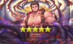 1boy abs avenger_(dungeon_and_fighter) bara bare_pectorals bare_shoulders beard brown_hair chest_tattoo cross cross_necklace dungeon_and_fighter facial_hair gacha_(game_mechanic) gameplay_mechanics highres hood hooded_jacket jacket jewelry kulolin large_pectorals male_focus male_priest_(dungeon_and_fighter) mature_male monster_boy monsterification muscular muscular_male navel necklace nipples octopus_boy open_clothes open_jacket paid_reward_available pectorals priest priest_(dungeon_and_fighter) red_eyes short_hair sleeveless sleeveless_jacket solo stomach tattoo tentacle_hands tentacles tokyo_houkago_summoners veins