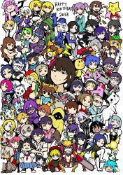 Rule 34 | 6+girls, ace attorney, beret, bioshock, bioshock (series), bioshock infinite, black hair, blonde hair, blue eyes, blue gloves, blue hair, blue skirt, bow, braid, brown eyes, brown footwear, brown hair, cammy white, canaan (character), catherine (game), chainsaw, character request, copyright request, cowboy hat, danganronpa (series), elizabeth (bioshock infinite), english text, eye mask, eye mask, food, fukawa toko, genocider shou, gloves, green hair, grey eyes, grey hair, hair ornament, hair over one eye, hair tubes, happy birthday, hat, highres, hit-girl, holding, holding scissors, horns, jojo no kimyou na bouken, kick-ass, light blue hair, multiple girls, one eye closed, persona, pink hair, purple eyes, purple hair, purple skirt, red bow, red eyes, red footwear, red hair, red hat, sailor collar, samidare satsuki, sawashiro miyuki, school uniform, scissors, sharp teeth, skirt, street fighter, tears, teeth, top wo nerae! (series), top wo nerae 2!, twintails, voice actor connection, white footwear, white hair, yellow eyes, yoshino chidori