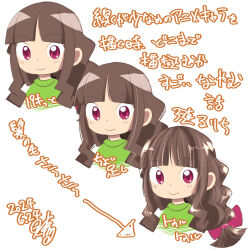brown_hair digimon digimon_ghost_game highres long_hair pink_eyes pink_hair ribbon translation_request tsukiyono_ruli