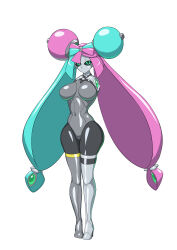 Rule 34 | 1girl, absurdres, black sclera, breasts, colored sclera, full body, green eyes, highres, humanoid robot, iono (pokemon), large breasts, long hair, mechanical hair, mechanization, metal skin, multicolored hair, nintendo, pink hair, pokemon, robot, robot girl, simple background, solo, split-color hair, standing, twintails, two-tone hair, very long hair, wide hips, zock10daisuki