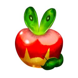 applin bright_pupils commentary_request cosmo_(465lilia) full_body gen_8_pokemon green_eyes green_pupils highres nintendo no_humans pokemon pokemon_(creature) pokemon_focus simple_background solo white_background