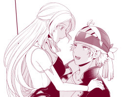 1boy 1girl bandana celes_chere couple detached_sleeves final_fantasy final_fantasy_vi jacket locke_cole long_hair parted_bangs shirt short_hair sleeveless sleeveless_shirt smile square_enix touma_katsuragi vest wavy_hair