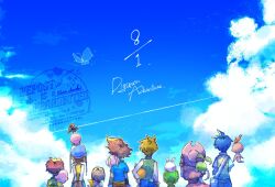 Rule 34 | 3girls, 5boys, antennae, bug, butterfly, cat, cloud, digimon, digimon (creature), glasses, insect, ishida yamato, izumi koshiro, kido jo, koromon, leaf, mochimon, multiple boys, multiple girls, nyaromon, pixiv user (3021054), pukamon, pyocomon, sky, tachikawa mimi, tail, takaishi takeru, takenouchi sora, tanemon, tokomon, tunomon, yagami hikari, yagami taichi