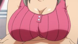 10s 1girl animated animated_gif binbougami_ga! bouncing_breasts breast_hold breast_lift breasts cleavage crossed_arms female_focus large_breasts sakura_ichiko solo tank_top