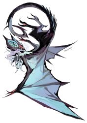 bat_(animal) black_skin colored_sclera colored_skin dragon full_body gen_6_pokemon green_wings highres kamikiririp nintendo no_humans noivern pokemon pokemon_(creature) simple_background twitter_username white_background wings yellow_sclera