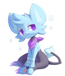 absurdres furry furry_female gen_4_pokemon highres looking_at_viewer nevedoodle nintendo pokemon pokemon_(creature) purple_bandana shinx simple_background sitting solo white_background