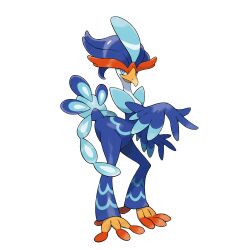 absurdres artist_request blue_eyes closed_mouth full_body highres nintendo official_art outline pokemon pokemon_(creature) pokemon_focus pokemon_sv quaquaval smile solo standing third-party_source transparent_background white_outline