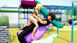 1boy 1girl 3d age_difference animated ass bareback blonde_hair blue_eyes bonnie_(pokemon) brown_hair clothed_sex cowgirl_position from_behind girl_on_top hand_on_another&#039;s_chest hetero highres loli looping_animation mary_janes mikumikudance_(medium) muscular muscular_male nintendo older_man older_man_and_younger_girl outdoors penis pink_footwear playground pokemon pokemon_xy ponchi public_indecency sex shoes short_hair size_difference skirt sleeveless sound straddling testicles torso_grab uncensored vaginal video white_skirt