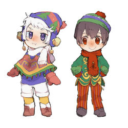 2boys alternate_costume disney donald_duck full_body gloves hat humanization looking_at_viewer male_focus mickey_mouse mickey_mouse_&amp;_friends moov_(mb_52) multiple_boys personification shirt short_hair smile white_hair