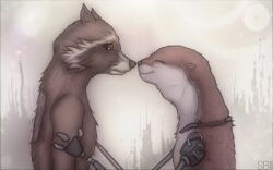 guardians_of_the_galaxy highres lylla lylla_otter marvel marvel_cinematic_universe otter raccoon rocket_raccoon sheepblack11