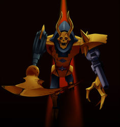 Rule 34 | blood, claws, digimon, gokumon, horns, scythe, skull, spikes, yellow eyes
