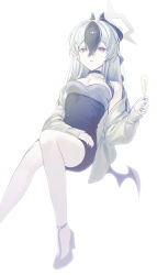 Rule 34 | 1girl, absurdres, black choker, black dress, black hair, black horns, black shoes, blue archive, breasts, chinese commentary, choker, commentary request, cup, dress, drinking glass, foot out of frame, grey hair, grey halo, halo, highres, holding, holding cup, horns, invisible chair, kayoko (blue archive), kayoko (dress) (blue archive), looking ahead, off shoulder, official alternate costume, parted lips, red eyes, shoes, simple background, sitting, small breasts, solo, white background, wine glass, xianyusixu