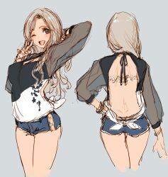 1girl backless_outfit character_request short_shorts shorts tagme tatami_to_hinoki