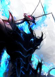 1other absurdres ant antlers beru_(solo_leveling) bug glowing highres horns insect jcstr monster shadow simple_background solo solo_leveling upper_body white_background