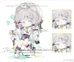 1girl black_socks chibi full_body long_hair original shoes skirt sneakers socks solo weibo_6627548057 white_shoes