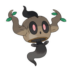 :o artist_request full_body gen_6_pokemon ghost_tail leaf nintendo no_humans official_art open_mouth phantump pink_eyes pokemon pokemon_(creature) pokemon_focus pokemon_xy simple_background solo third-party_source white_background