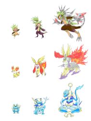 absurdres chespin creatures_(company) digimon fakemon fennekin fox froakie game_freak gen_6_pokemon highres nintendo orange_eyes parody pokemon pokemon_(creature) pokemon_xy style_parody