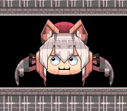 1girl animal_ear_fluff animal_ears animated claws crab fox_ears fox_girl hat island_fox_(kemono_friends) kanihai kemono_friends kemono_friends_v_project long_hair looking_at_viewer midoribox multicolored_hair pixel_art ribbon solo twintails video virtual_youtuber