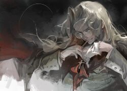 1girl blonde_hair blue_eyes dark-skinned_female dark_skin formal_clothes glasses hellsing highres integra_hellsing kanji_(nievart) long_hair smoke smoke_trail solo suit tobacco