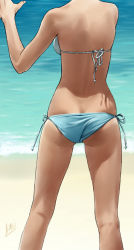 1girl ass back beach bikini butt_crack day female_focus head_out_of_frame kneepits mcq original outdoors side-tie_bikini_bottom skindentation solo swimsuit taut_clothes taut_swimsuit water