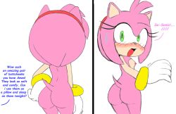 amy_rose ass back bad_tag bare_back bare_legs blush bracelet breasts completely_nude curvy embarrassed excito eyelashes from_behind furry gloves green_eyes hairband hedgehog huge_ass jewelry legs looking_back medium_hair nipples nude petite pink_fur pink_hair pov red_hairband sega small_breasts sonic_(series) sonic_the_hedgehog surprised sweatdrop tail white_gloves