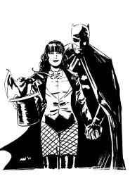 bat_(animal) batman batman_(series) bruce_wayne couple dc_comics hat holding_hands magician smile top_hat zatanna zatanna_zatara