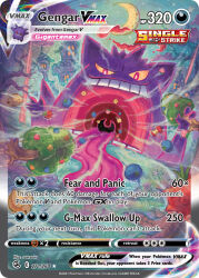 Rule 34 | apple, apple core, artist name, berry (pokemon), bright pupils, building, card (medium), character name, colored sclera, company name, copyright name, copyright notice, crescent moon, dynamax, english text, food, fruit, gen 1 pokemon, gengar, gigantamax, gigantamax gengar, grass, holding tree, inhaling, moon, night, night sky, nintendo, official art, open mouth, oran berry, outdoors, pecha berry, pokemon, pokemon (creature), pokemon card, pokemon focus, pokemon tcg, red eyes, sitrus berry, sky, smile, solo, sowsow, star (sky), tamato berry, teeth, third-party source, trading card, tree, uvula, white pupils, yellow sclera