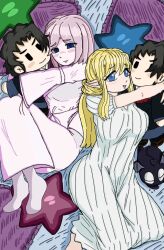 Rule 34 | annette (isekai shikkaku), bed, bed sheet, dazai osamu (isekai shikkaku), han&#039;eri, isekai shikkaku, kimi no koto ga dai dai dai dai daisuki na 100-nin no kanojo, melos (isekai shikkaku), nightgown, pillow, sacchan (isekai shikkaku), star-shaped pillow, stuffed toy