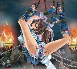 1girl amatsu_ai bdsm bondage bound chain open_mouth sad_(artist) twin_angels