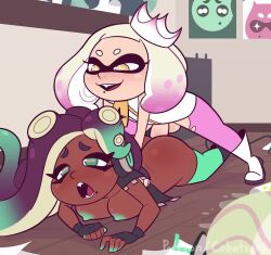 1futa 1girl animated breast_press breasts closed_eyes clothed_sex cobat colored_nipples cum cum_in_pussy cum_overflow dark-skinned_female dark_skin futa_with_female futanari green_nipples green_thighhighs huge_breasts huge_penis inkling interracial looping_animation marina_(splatoon) nintendo octoling open_mouth pantyhose patreon_username pearl_(splatoon) penis pink_pantyhose prone_bone sex sex_from_behind splatoon_(series) splatoon_2 tagme tentacle_hair testicles thighhighs torn_clothes torn_pantyhose vaginal video