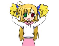 1girl animated animated_gif female_focus heterochromia lowres lucky_star lyrical_nanoha mahou_shoujo_lyrical_nanoha mahou_shoujo_lyrical_nanoha_strikers motteke!_serafuku non-web_source parody pom_pom_(cheerleading) solo style_parody vivio