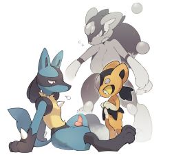 1boy 2girls animal_hands animal_penis ass ball black_fur blue_fur blush breasts claws clothes_lift colored_sclera digitigrade dodudoru fangs feet fur furry furry_female furry_male gen_4_pokemon grey_eyes imminent_penetration interspecies knotted_penis loli lucario mature_female multicolored_fur multiple_girls nintendo open_mouth orange_fur original pawpads penis pokemon presenting pussy sigh simple_background sitting size_difference skirt skirt_lift small_penis standing sweat thick_thighs thighs toes topless_female uncensored white_background white_fur wide_hips yellow_sclera