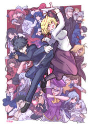 Rule 34 | 6+boys, 6+girls, aozaki aoko, arcueid brunestud, arima miyako, black hair, blonde hair, blue hair, blush, brown hair, cape, cat girl, ciel (tsukihime), cross, cross necklace, dark persona, dual persona, everyone, formal clothes, giorgio (yo sumire sola1), grey hair, group picture, hair slicked back, hand on own face, highres, hisui (tsukihime), jewelry, kishima kouma, kohaku (tsukihime), len (tsukihime), long hair, looking at viewer, maid, maid headdress, melty blood, melty blood: type lumina, michael roa valdamjong, monster, multiple boys, multiple girls, muscular, muscular male, nanatsu-yoru, nanaya shiki, necklace, neco-arc, neco-arc chaos, noel (tsukihime), nrvnqsr chaos, nun, pantyhose, purple hair, red eyes, red hair, reverse grip, school uniform, sharp teeth, shirt, short hair, siblings, sion eltnam (type-moon), sion eltnam atlasia, sisters, sleeveless, sleeveless shirt, smug, souya high school uniform, teeth, tohno akiha, tohno shiki, tsukihime, tsukihime (remake), twins, vampire, vlov arkhangel, wallachia, white hair, white len (tsukihime), yumizuka satsuki