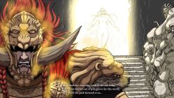 2boys armor aura blonde_hair braid breastplate brothers cape circlet commentary demiandraws elden_ring elden_ring:_shadow_of_the_erdtree english_commentary evil_smile fake_horns full_armor fur-trimmed_armor fur_trim gold_armor gold_circlet half-siblings helmet highres horned_helmet horns long_hair miquella_(elden_ring) multiple_boys ornate_armor partially_shaded_face promised_consort_radahn red_aura red_cape red_hair shoulder_armor siblings sleeveless_tunic smile tunic twin_braids very_long_hair wavy_hair white_tunic wide-eyed yellow_eyes