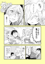 Rule 34 | &gt; &lt;, 2boys, = =, anger vein, cellphone, character doll, comic, glasses, highres, hood, hoodie, katsuki yuuri, male focus, monochrome, multiple boys, musical note, phone, smartphone, speech bubble, table, table flip, translation request, wataringo, yuri!!! on ice, yuri plisetsky