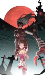 corruption demon demon_girl digimon digimon_(creature) fallen_angel grave graveyard highres ladydevimon long_hair mark_of_evil mask yagami_hikari