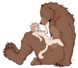 2boys animal_ears artist_name astarion baldur&#039;s_gate baldur&#039;s_gate_3 bear_boy bear_ears bear_tail braid cat_boy cat_ears cat_tail claws closed_mouth commentary_request completely_nude dated dungeons_&amp;_dragons dungeons_&amp;_dragons from_side furrification furry furry_male halsin highres looking_at_another male_focus multiple_boys no_penis nude pawpads portuguese_commentary profile scar scar_across_eyebrow scar_on_face signature smile tail tatujapa tongue tongue_out whiskers white_background