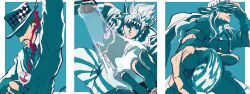 3boys absurdres alcohol battle_tendency beard caesar_anthonio_zeppeli cape commentary_request cup drinking_glass facial_hair facial_mark family feather_hair_ornament feathers fingerless_gloves gloves gyro_zeppeli hair_ornament hat headband highres hydrokinesis incredibly_absurdres jacket jojo_no_kimyou_na_bouken limited_palette long_hair long_sleeves male_focus multiple_boys multiple_monochrome pants phantom_blood sakanagi_(a_r_co) short_hair short_sleeves spinning steel_ball_run striped_clothes striped_pants top_hat triangle_print water will_anthonio_zeppeli wine wine_glass