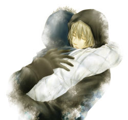 1boy 1girl blonde_hair brother_and_sister brothers closed_eyes dual_persona gloves hetero hisui_yuu hood hug nier nier_(brother) nier_(brother)_(pre_timeskip) nier_(character) nier_(series) shadowlord siblings yonah