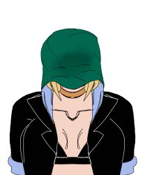 Rule 34 | 1girl, absurdres, aroused, atomic wedgie, black survival, blonde hair, blush, breasts, covered eyes, eternal return: black survival, female pervert, green panties, hart floyd, highres, jolynecujohwedgie, object on head, official alternate costume, panties, panties on head, panty mask, pervert, self-upload, short hair, smile, solo, steam, transparent background, underwear, underwear on head, wedgie