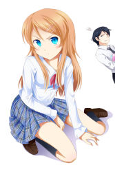 blue_eyes brother_and_sister kousaka_kirino kousaka_kyousuke long_hair orange_hair ore_no_imouto_ga_konna_ni_kawaii_wake_ga_nai plaid_clothes plaid_skirt school_uniform siblings skirt tri