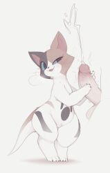 1girl :3 animal_ears animal_feet animal_hands animal_nose barefoot black_fur blue_eyes blue_sclera body_fur breath brown_fur cat_ears cat_girl cat_tail claws colored_sclera completely_nude cum disembodied_penis ejaculation erection fang felyne flat_chest full_body furry furry_female grey_background half-closed_eye handjob hands_up happy hetero kekitopu large_penis legs_together looking_at_penis monster_hunter_(series) monster_hunter_stories multicolored_fur nude open_mouth paw_print penis projectile_cum raised_eyebrows shortstack simple_background smile solo_focus standing tail testicles thick_thighs thighs uncensored uneven_eyes veins veiny_penis whiskers white_fur wide_hips