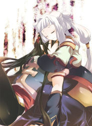 00s black_hair chinese_clothes code_geass dress closed_eyes kurobaru kurohara_yuu li_xingke long_hair pale_skin tianzi twintails white_hair